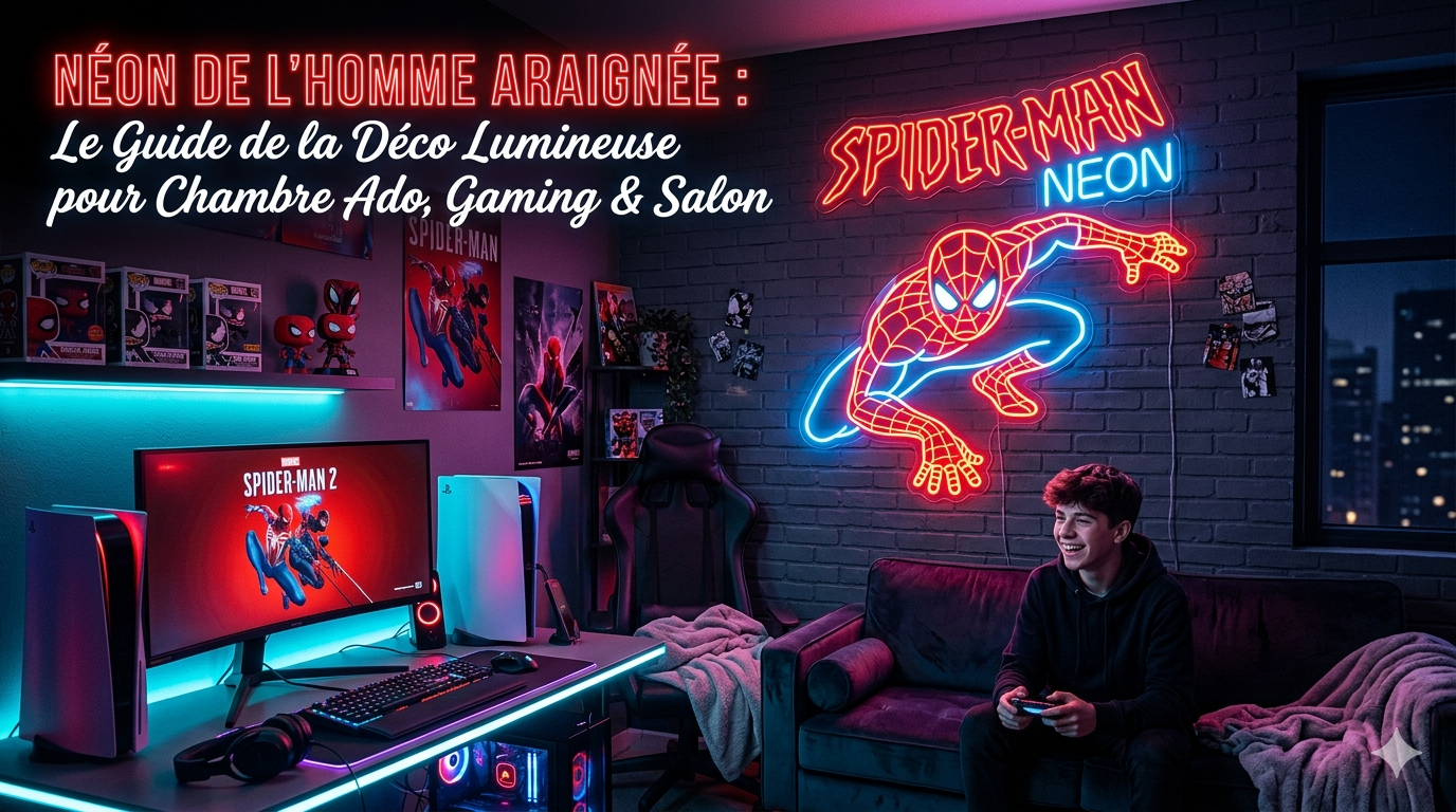 Néon Spider-Man : le guide de la déco lumineuse pour chambre ado, gaming & salon