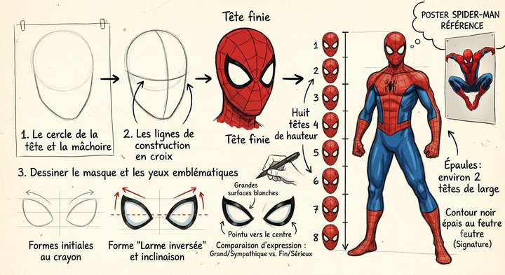 Comment dessiner Spider-Man facilement, étape par étape