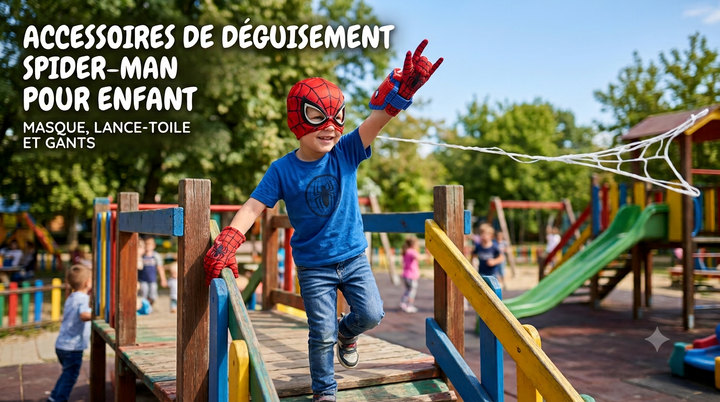 Accesorios de disfraz de Spider-Man para niño: máscara, lanza telarañas y guantes