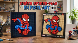 Pixel art Spider-Man : la grille 16x16 et le tableau en plots