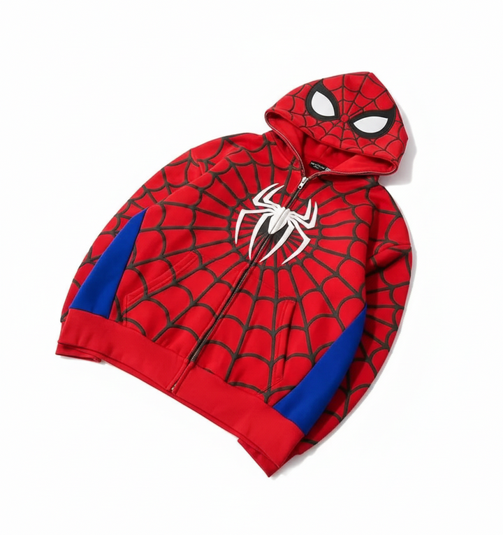 Hoodie Zip Spider-Man Rouge effet Costume Intégral
