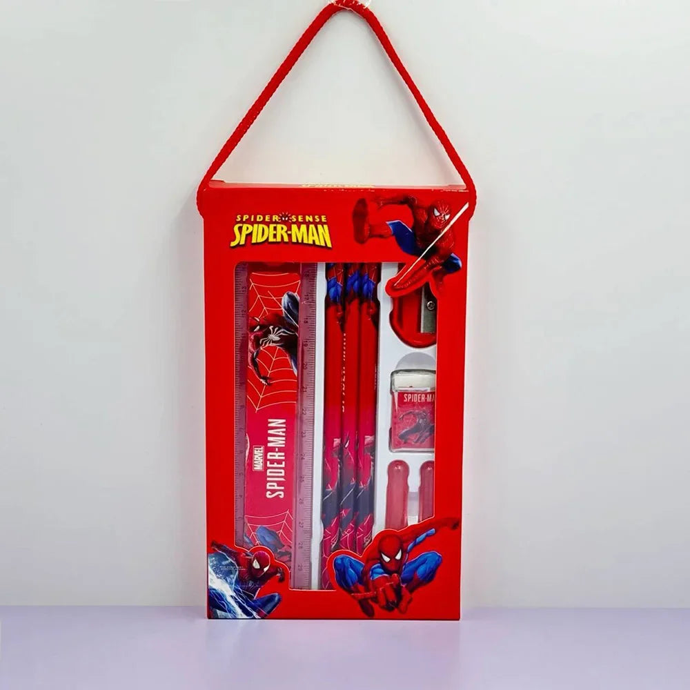 Papeterie Spider-Man, crayon, gomme, règle, taille-crayon