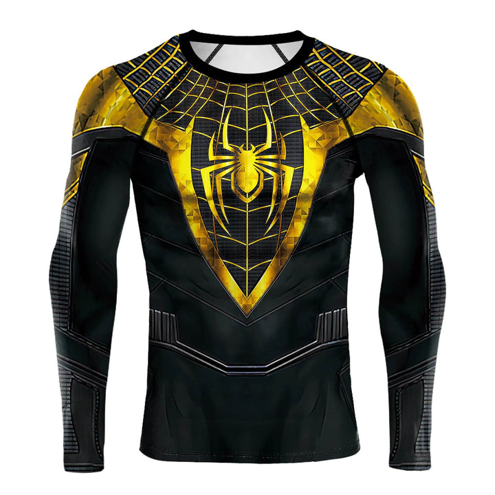 T-Shirt de Compression Spider-Man Noir et Doré