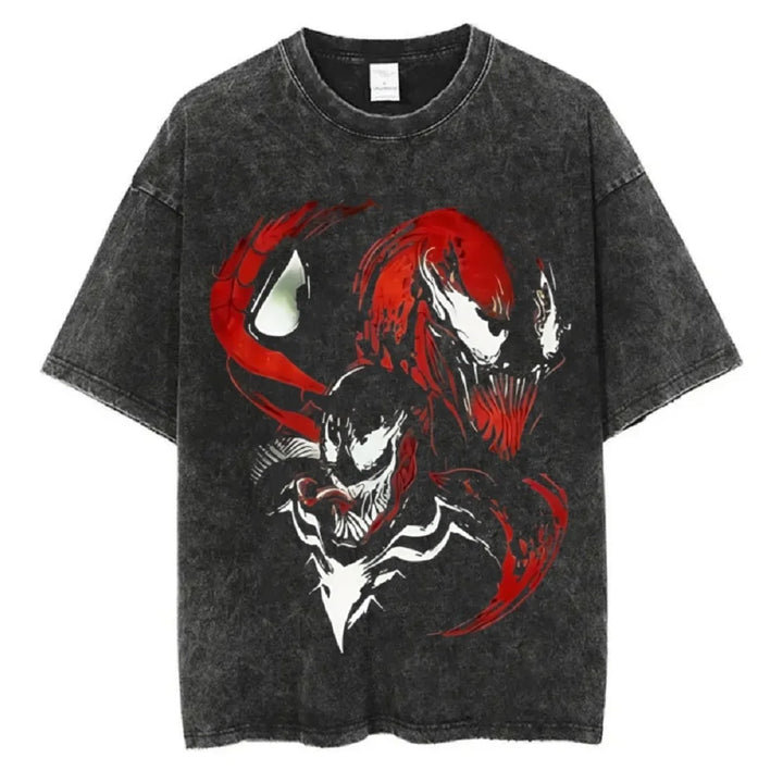 T-Shirt Délavé Spider-Man avec Carnage et Venom