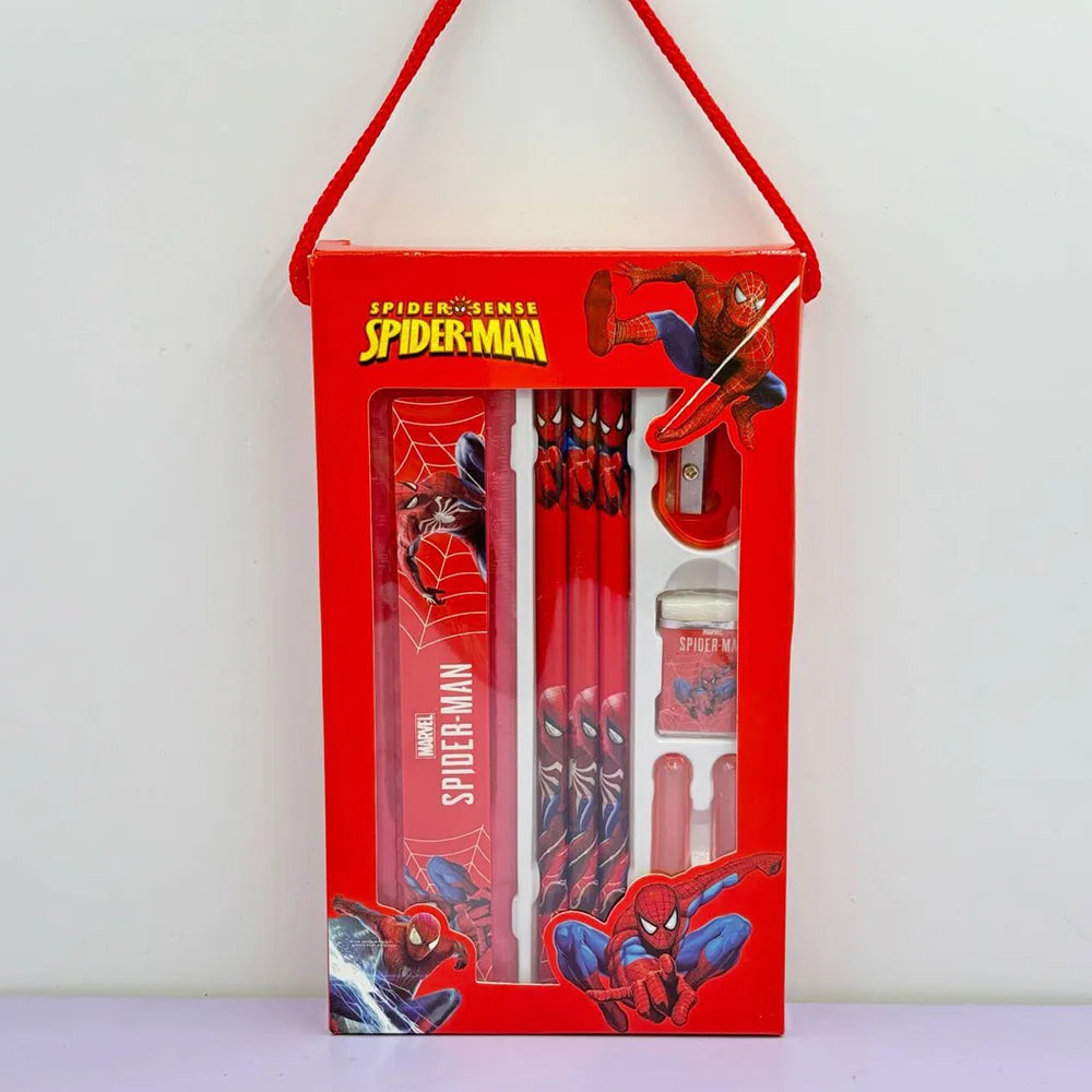Papeterie Spider-Man, crayon, gomme, règle, taille-crayon