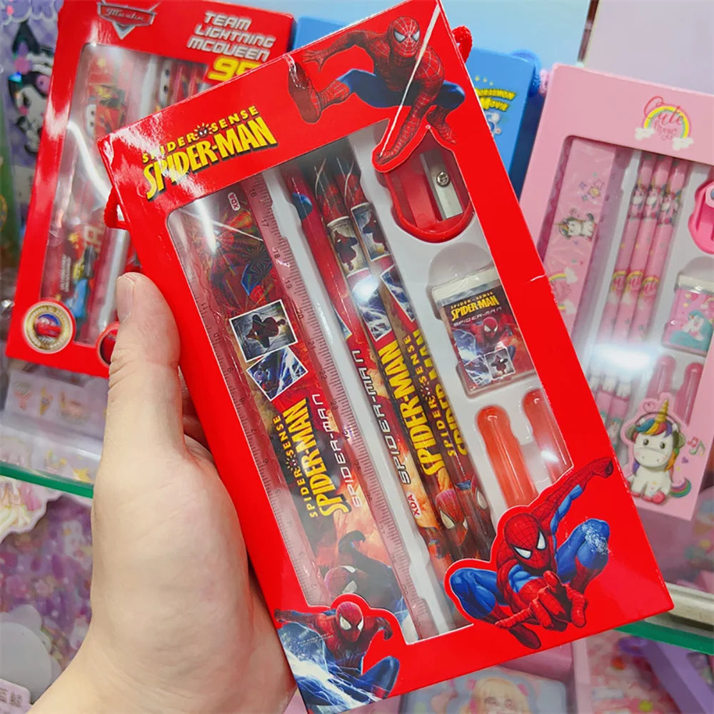 Papeterie Spider-Man, crayon, gomme, règle, taille-crayon