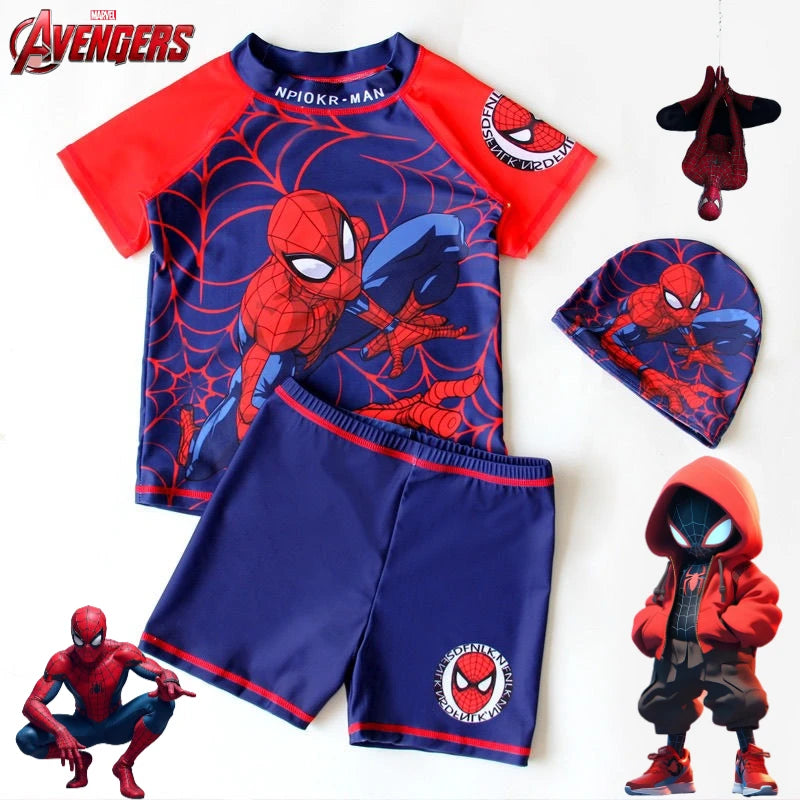 Pack complet Maillot de Bain Spider-Man et bonnet de bain pour Enfant