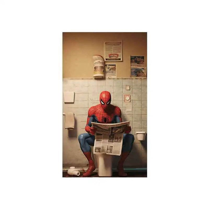 Poster Drôle Spider-Man au WC