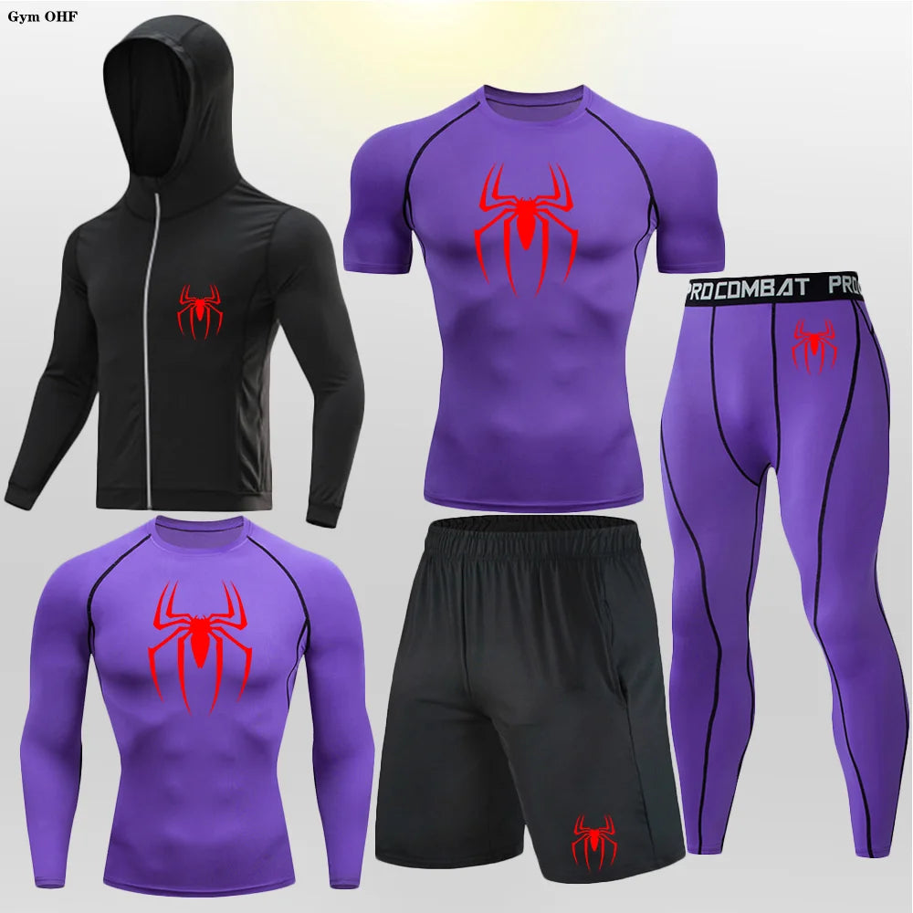 Pack Complet de Sport Spider-Man (Short / T-Shirt / T-shirt Manche Longue / Gilet / Legging)